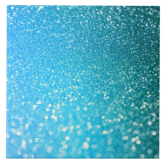 Aqua Beach Blue Summer Glitter Tegeltje (Voorkant)