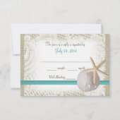 Aqua Beach Burlap and Lace Beantwoorden RSVP Kaartje (Voorkant)