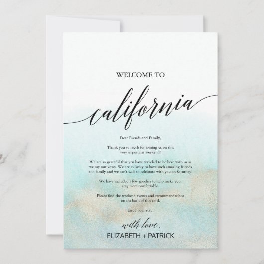 Aqua Beach California Welkomstbrief en reisroute (Voorkant)