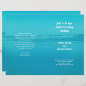 Aqua Beach Ceremony Folded Wedding Program (Voorkant / Achterkant)