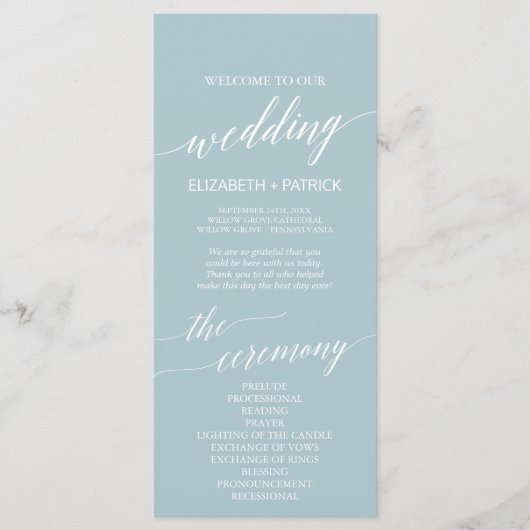 Aqua Beach Coördinaat Trouwprogramma Programmakaart (Voorkant)