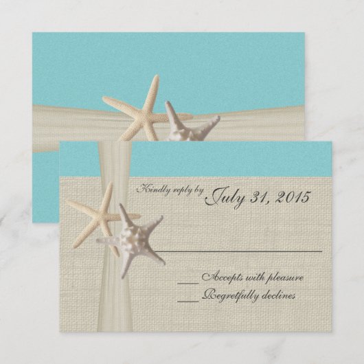 Aqua Beach en Burlap Response Kaart (Voorkant / Achterkant)