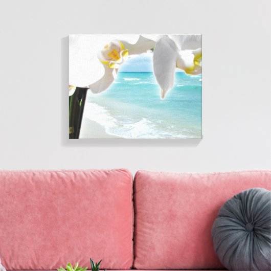 Aqua Beach Orchid Canvas Afdruk (Insitu (Woonkamer))