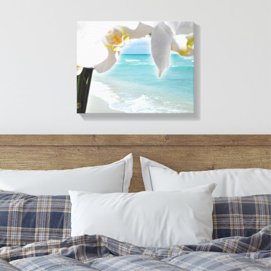 Aqua Beach Orchid Canvas Afdruk (Insitu (Slaapkamer))