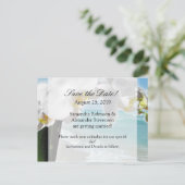 Aqua Beach Orchid Save the Date Briefkaart (Staand voorkant)