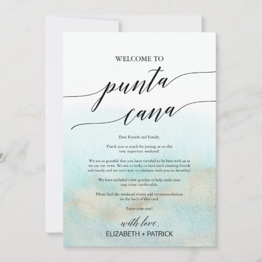 Aqua Beach Punta Cana Welcome Letter & Itinerary (Voorkant)