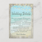 Aqua Beach String Lights Rustic Wedding Details Informatiekaartje (Voorkant)