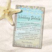 Aqua Beach String Lights Rustic Wedding Details Informatiekaartje