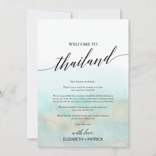 Aqua Beach Thailand Welkomstbrief & reisroute (Voorkant)