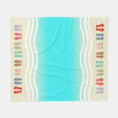 Aqua Beach Waves Zomersandalen Fleece Deken (Voorkant (Horizontaal))