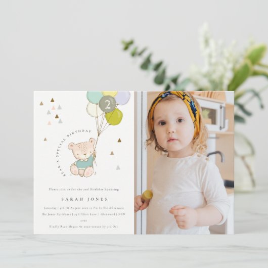 Aqua Beer Ballon Foto Elke zondag Uitnodigen Bedankkaart (Staand voorkant)