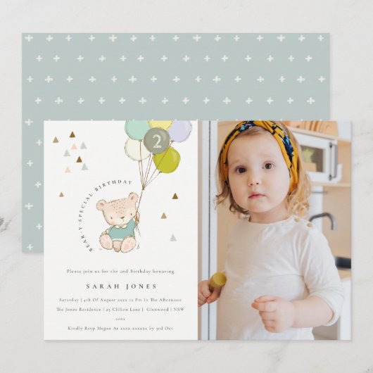 Aqua Beer Ballon Foto Elke zondag Uitnodigen Bedankkaart (Voorkant / Achterkant)