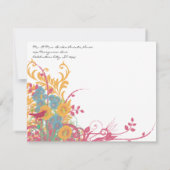 Aqua Beeswax Raspberry Wild Flower Bird Wedding Kaart (Achterkant)