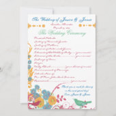 Aqua Beeswax Raspberry Wild Flower Bird Wedding Kaart (Voorkant)