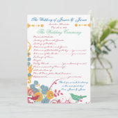 Aqua Beeswax Raspberry Wild Flower Bird Wedding Kaart (Staand voorkant)