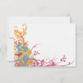 Aqua Beeswax Raspberry Wild Flower Bird Wedding RSVP Kaartje (Achterkant)