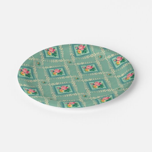 aqua behangpapier borden papieren bordje (Gekanteld)