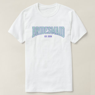 Aqua + Beige Streep Navy BRIDESMEISJE Bachelorette T-shirt
