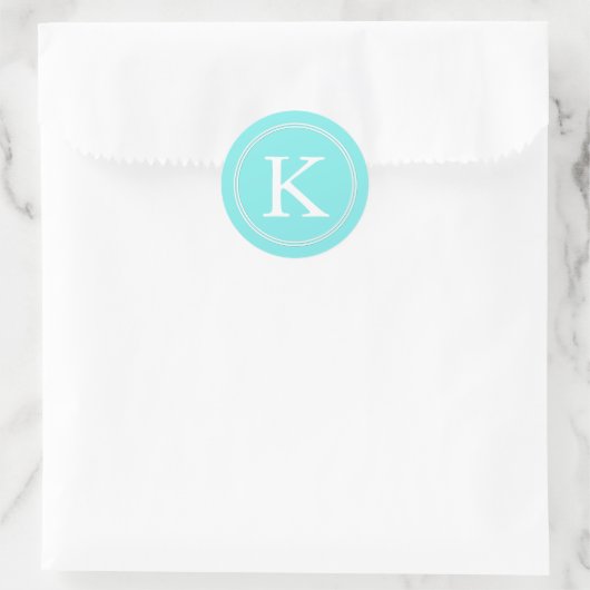 Aqua Belle Aqua Blue en White Text Wedding Ronde Sticker (Tas)