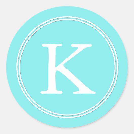 Aqua Belle Aqua Blue en White Text Wedding Ronde Sticker (Voorkant)