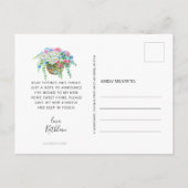 Aqua Bicycle Daisy Floral Basket Moving Aankondigingskaart (Achterkant)