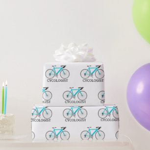 Aqua Bicycle met Cycoloog Text op White Cadeaupapier