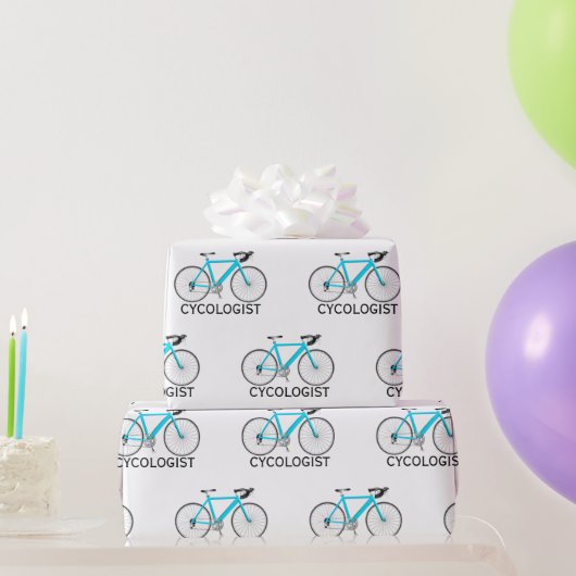 Aqua Bicycle met Cycoloog Text op White Cadeaupapier (Feestgeschenken)
