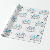Aqua Bicycle met Cycoloog Text op White Cadeaupapier (Uitgerold)