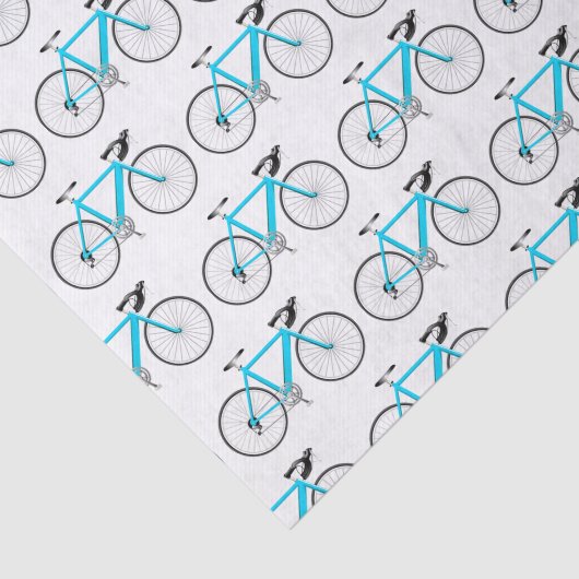 Aqua Bicycle op White Tissue Paper Tissuepapier (Detail)