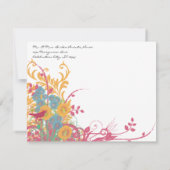 Aqua Bijenwas Framboos Wilde Bloem Vogel Bruiloft Kaart (Achterkant)