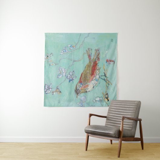 Aqua Bird Wandkleed (In situ)