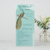 Aqua  Bird Wedding Program Order of Service Programmakaart (Staand voorkant)