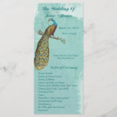 Aqua  Bird Wedding Program Order of Service Programmakaart (Voorkant)