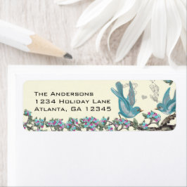  Aqua Birds Hot Pink & Aqua Flower Labels