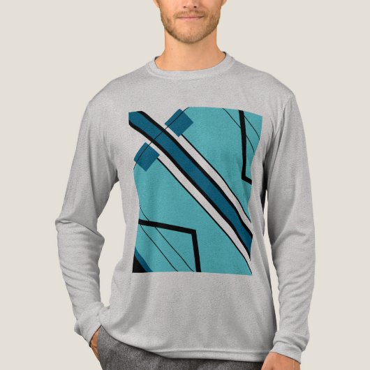 Aqua Black Bold Stripe MCM-geïnspireerd Abstract Tri-Blend Shirt (Voorkant volledig)