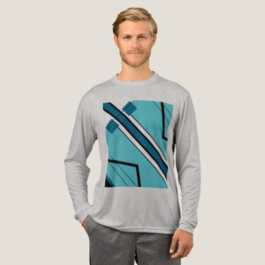 Aqua Black Bold Stripe MCM-geïnspireerd Abstract Tri-Blend Shirt (Voorkant)