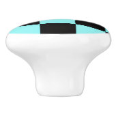 Aqua & Black Checkerboard Ceramic Pull Keramische Knop (Zijkant)