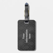 Aqua Black Chevron Damask Monogram Bagagelabel (Achterkant verticaal)