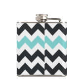 Aqua Black Chevron Monogram Flask Heupfles (Achterkant)