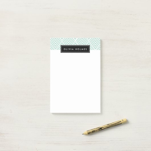 Aqua & Black Chevron Pattern Post-it® Notes (Op bureau)