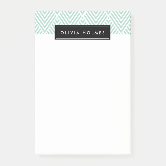 Aqua & Black Chevron Pattern Post-it® Notes (Voorkant)