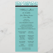 Aqua Black Damask Wedding Program Programmakaart (Achterkant)