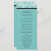 Aqua Black Damask Wedding Program Programmakaart (Voorkant / Achterkant)