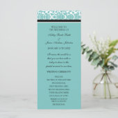 Aqua Black Damask Wedding Program Programmakaart (Staand voorkant)