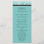 Aqua Black Damask Wedding Program Programmakaart (Voorkant)
