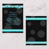 Aqua Black Dot Ribbon Bat Mitzvah Receptie Kaart (Voorkant / Achterkant)