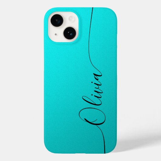 Aqua Black Elegant Calligraphy Script Name Case-Mate iPhone Case (Achterkant)