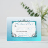 Aqua Black en Blue Wedding RSVP-kaart RSVP Kaartje (Staand voorkant)