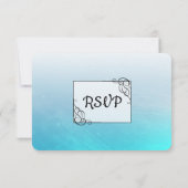 Aqua Black en Blue Wedding RSVP-kaart RSVP Kaartje (Achterkant)