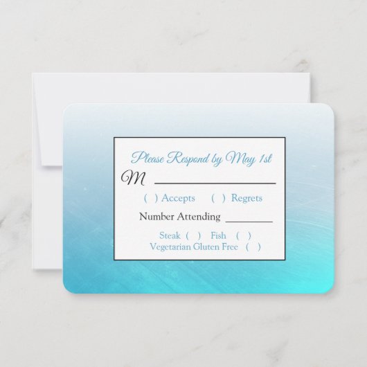 Aqua Black en Blue Wedding RSVP-kaart RSVP Kaartje (Voorkant)